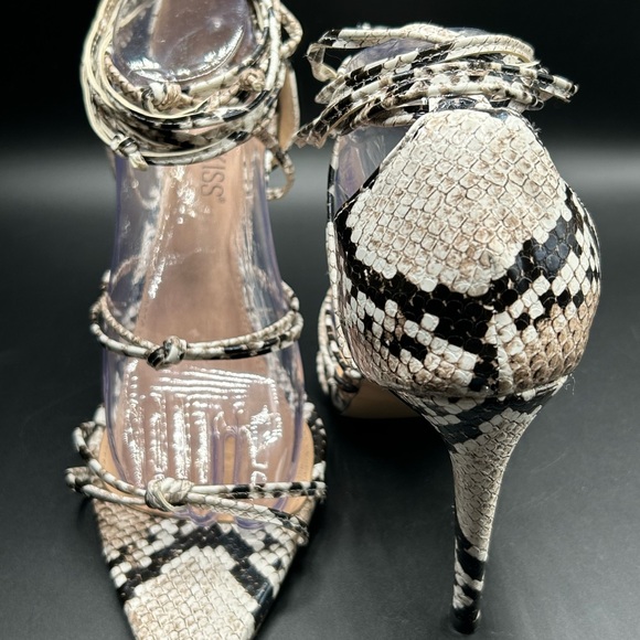 Wet Kiss Black Brown Ivory Snakeskin Tie-up Sandals Size 11 NWOT - Picture 5 of 12